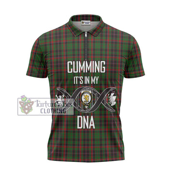 Cumming Hunting Tartan Zipper Polo Shirt with Family Crest DNA In Me Style