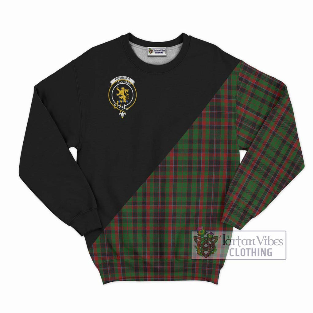 Cumming Hunting Tartan Sweatshirt with Family Crest and Military Logo Style - Tartanvibesclothing Shop