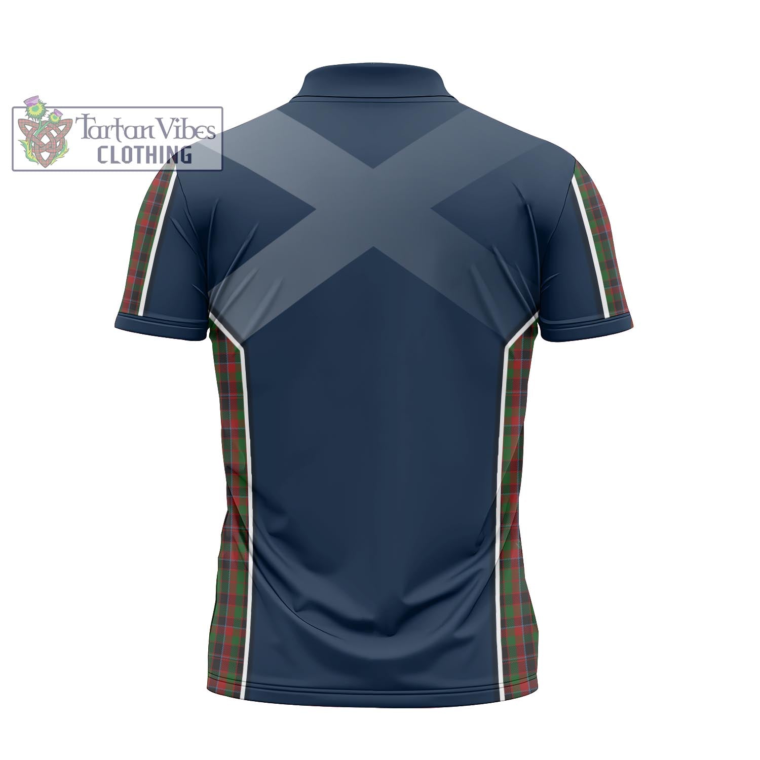 Tartan Vibes Clothing Cumming Hunting Tartan Zipper Polo Shirt with Family Crest and Scottish Thistle Vibes Sport Style