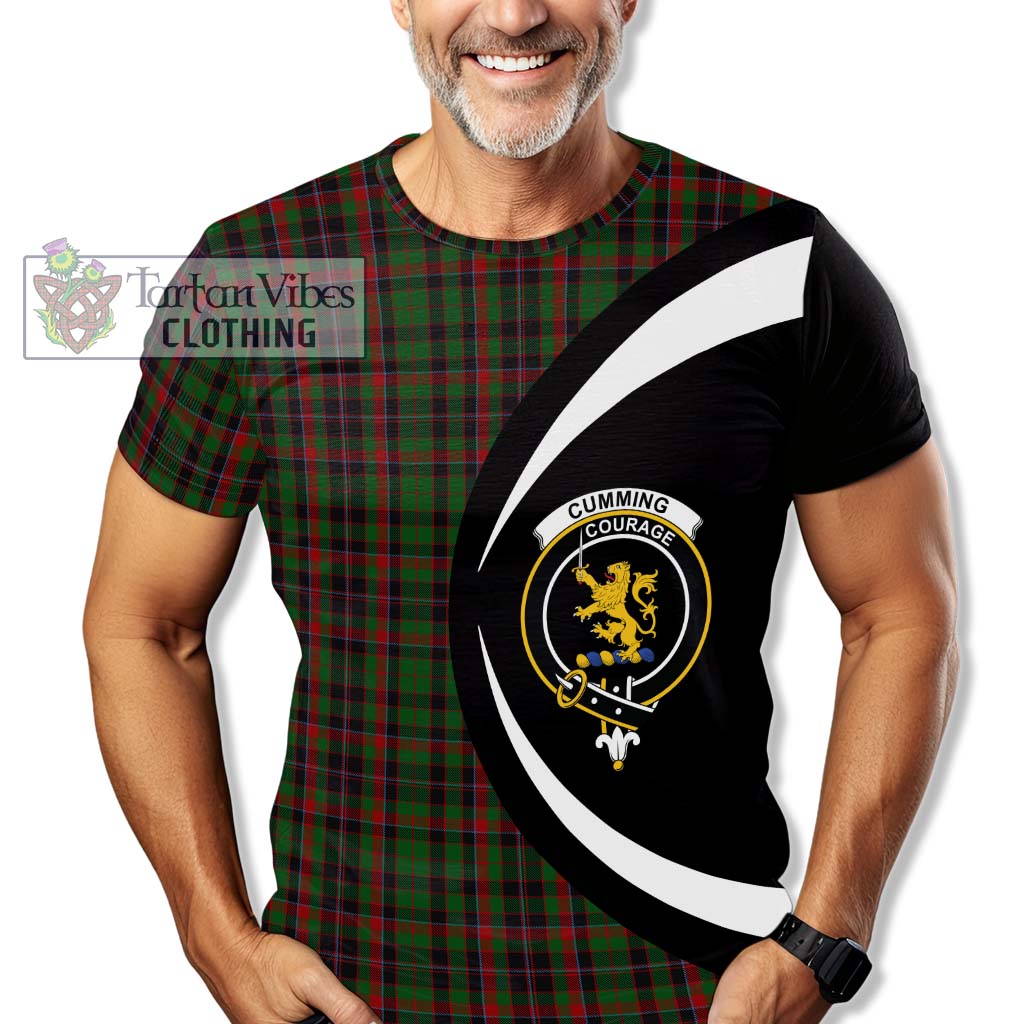 Tartan Vibes Clothing Cumming Hunting Tartan T-Shirt with Family Crest Circle Style