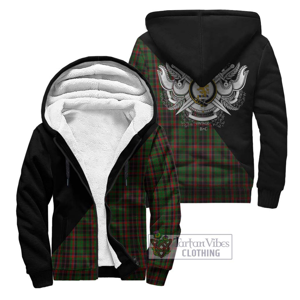 Cumming Hunting Tartan Sherpa Hoodie with Family Crest and Military Logo Style Unisex - Tartanvibesclothing Shop