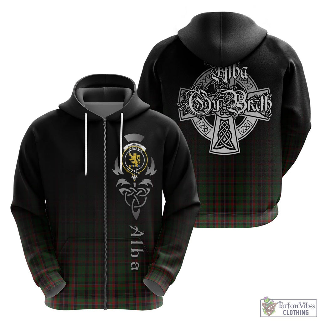 Tartan Vibes Clothing Cumming Hunting Tartan Hoodie Featuring Alba Gu Brath Family Crest Celtic Inspired