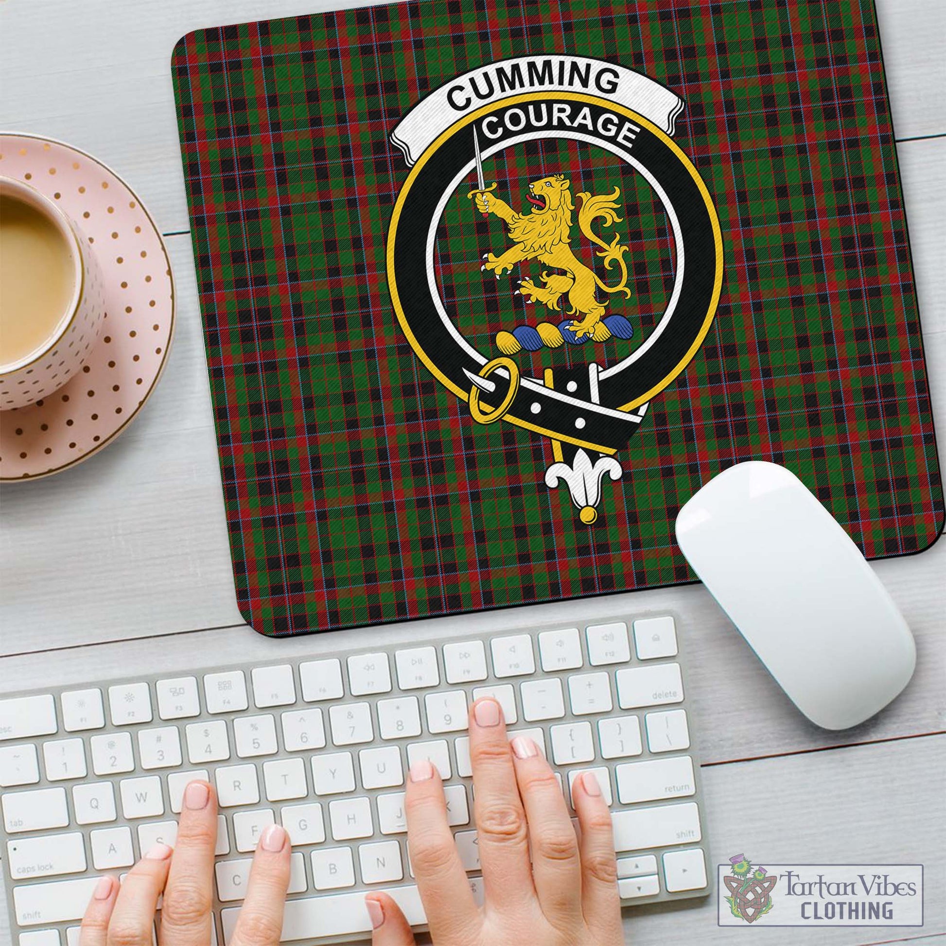 Tartan Vibes Clothing Cumming Hunting Tartan Mouse Pad with Family Crest