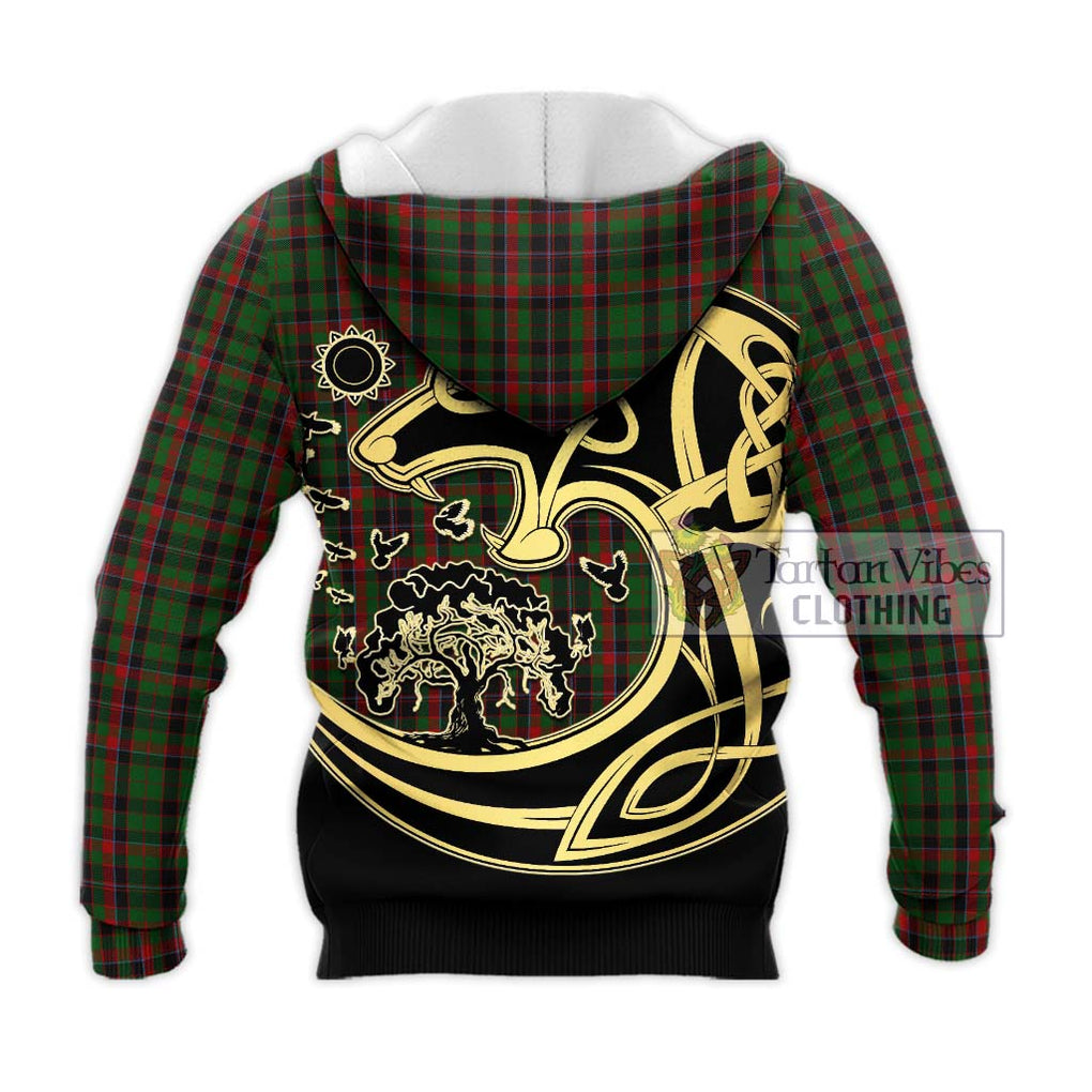 Cumming Hunting Tartan Knitted Hoodie with Family Crest Celtic Wolf Style - Tartan Vibes Clothing