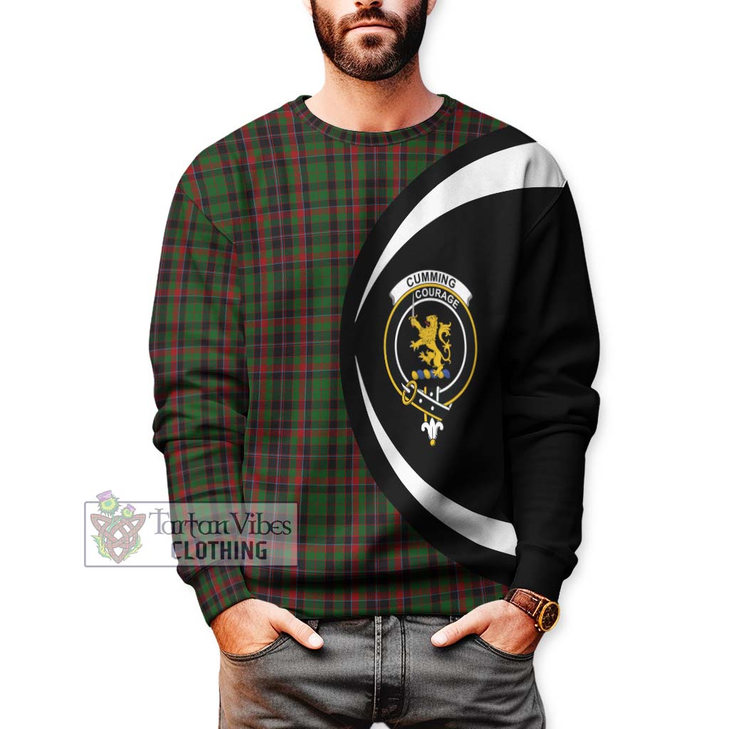 Cumming Hunting Tartan Sweatshirt with Family Crest Circle Style - Tartan Vibes Clothing