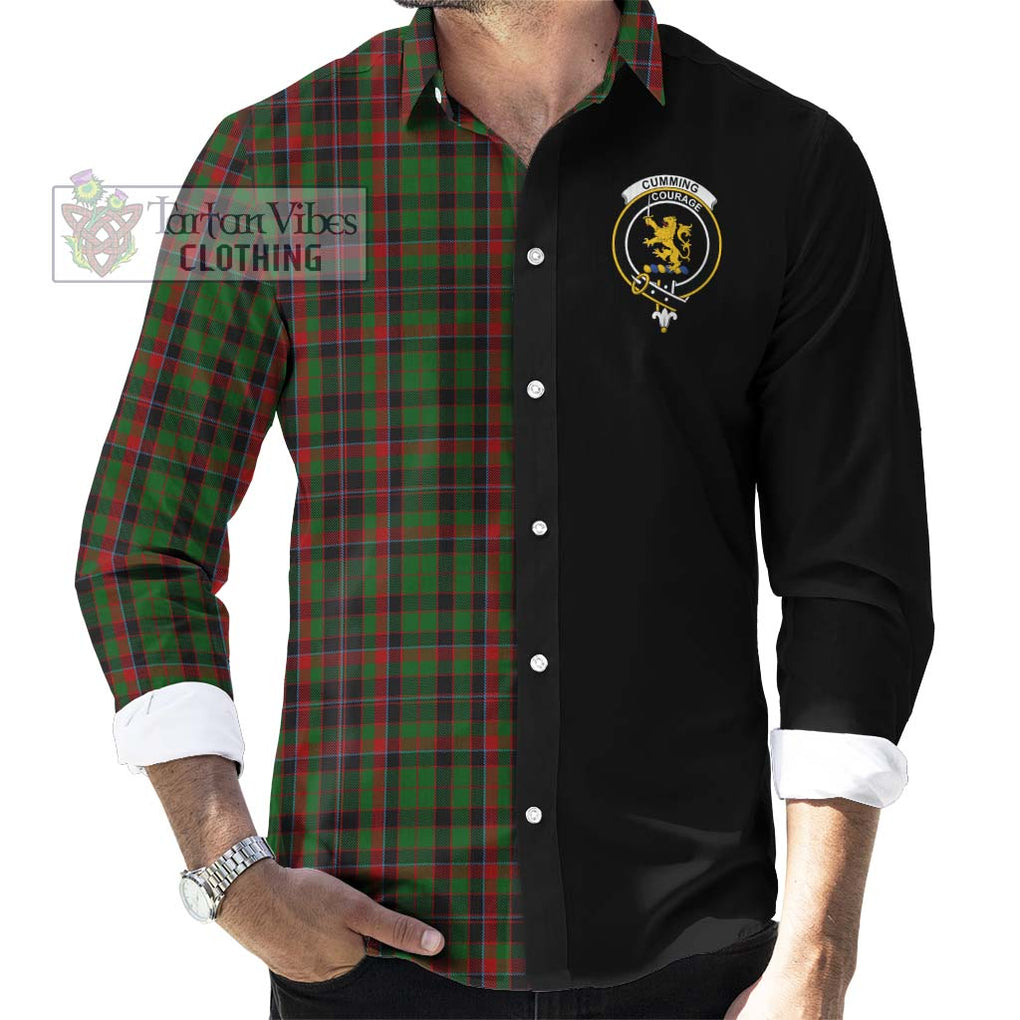 Cumming Hunting Tartan Long Sleeve Button Shirt with Family Crest and Half Of Me Style - Tartanvibesclothing Shop