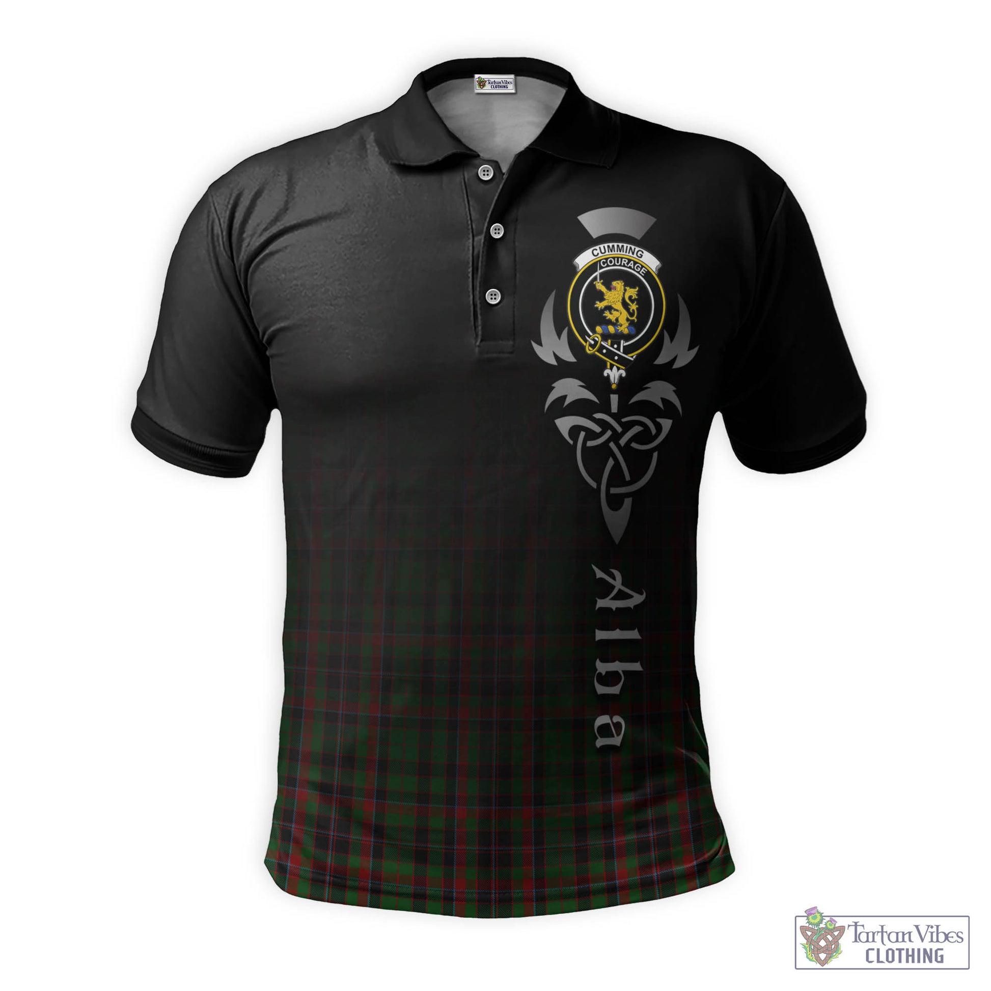 Tartan Vibes Clothing Cumming Hunting Tartan Polo Shirt Featuring Alba Gu Brath Family Crest Celtic Inspired