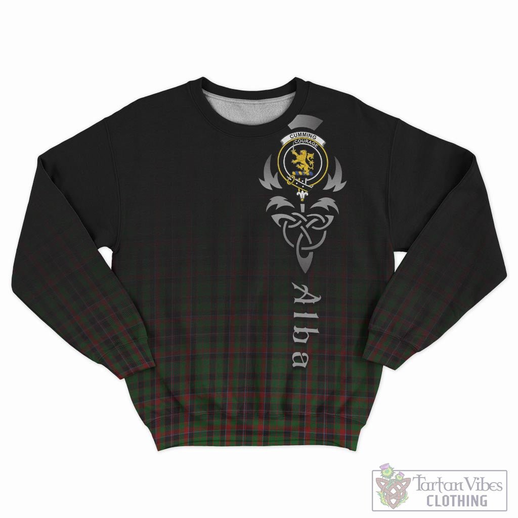 Tartan Vibes Clothing Cumming Hunting Tartan Sweatshirt Featuring Alba Gu Brath Family Crest Celtic Inspired