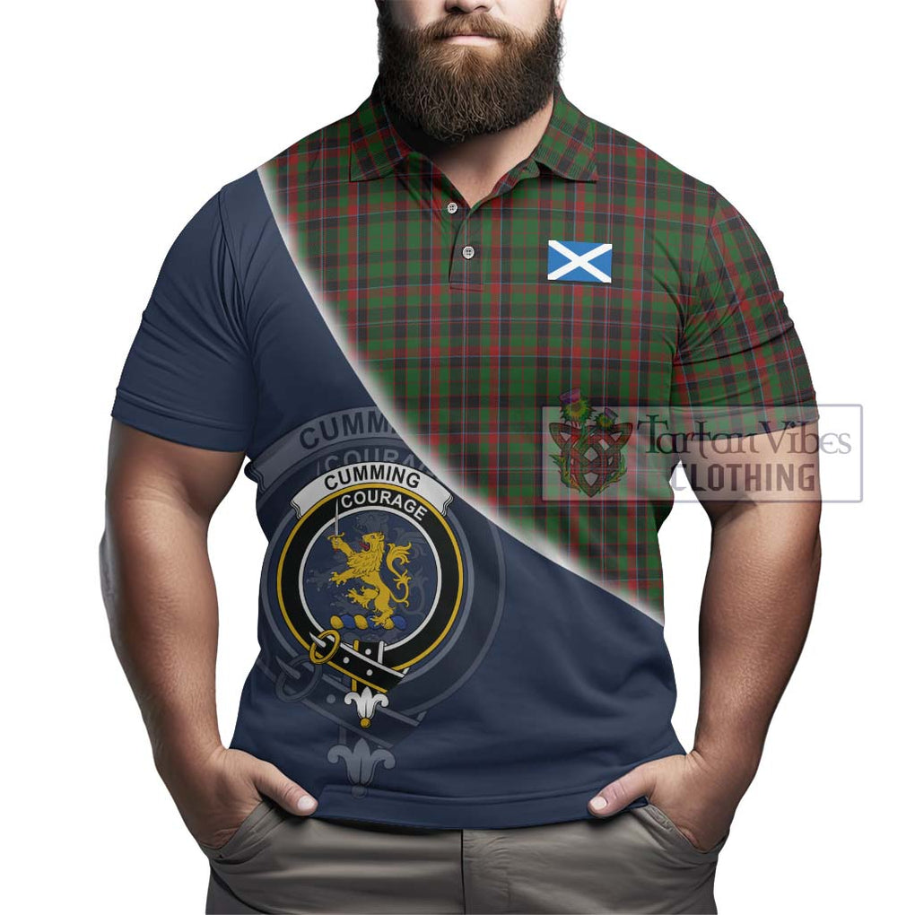 Cumming Hunting Tartan Polo Shirt with Personalised National Flag and Family Crest Half Style - Tartanvibesclothing Shop