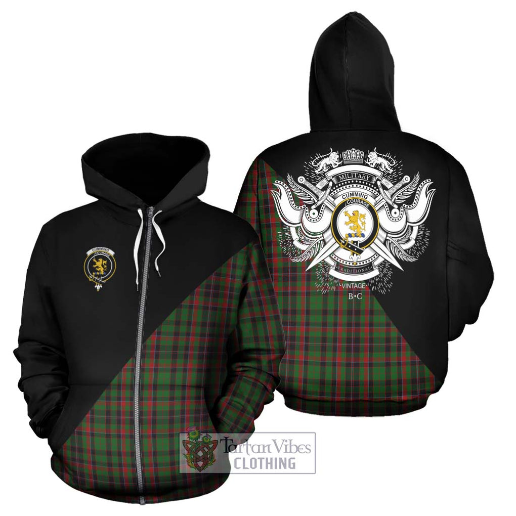 Cumming Hunting Tartan Hoodie with Family Crest and Military Logo Style - Tartanvibesclothing Shop