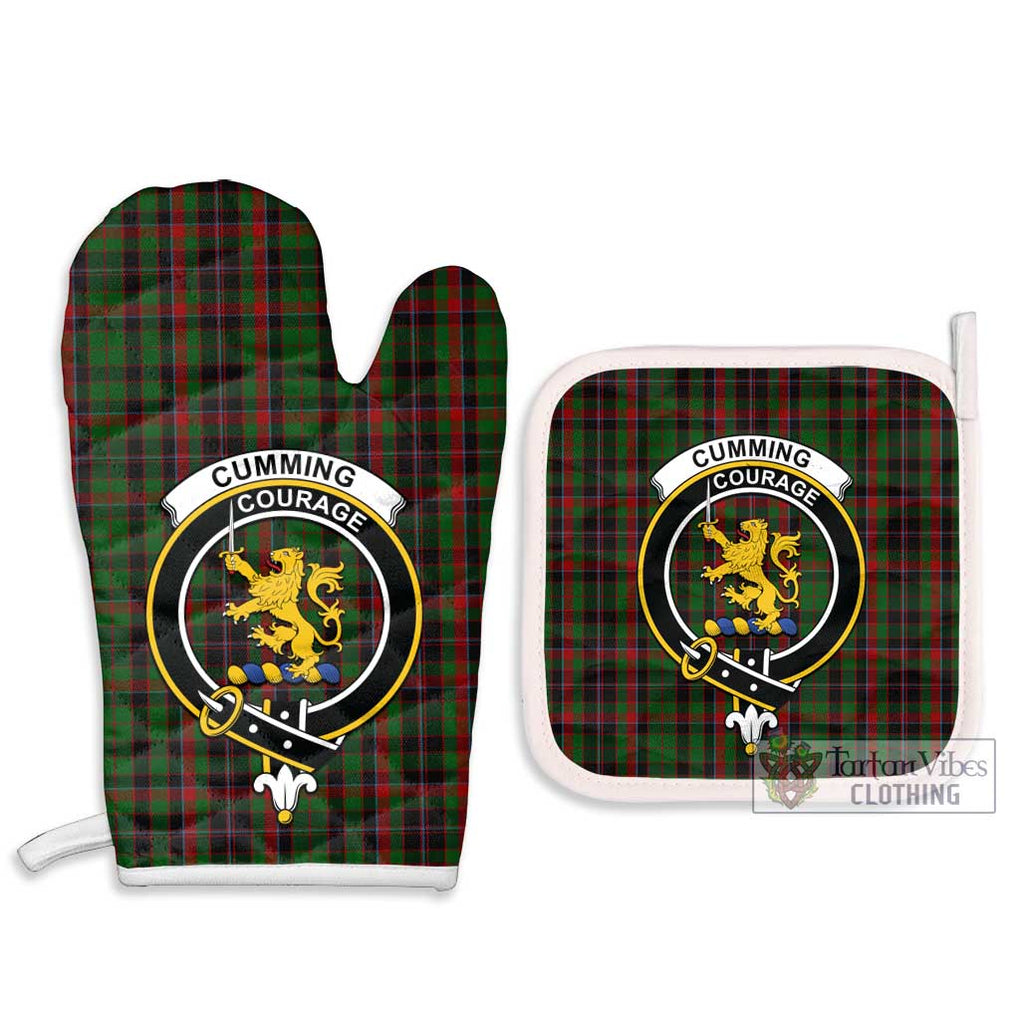 Cumming Hunting Tartan Combo Oven Mitt & Pot-Holder with Family Crest Combo 1 Oven Mitt & 2 Pot-Holder White - Tartan Vibes Clothing