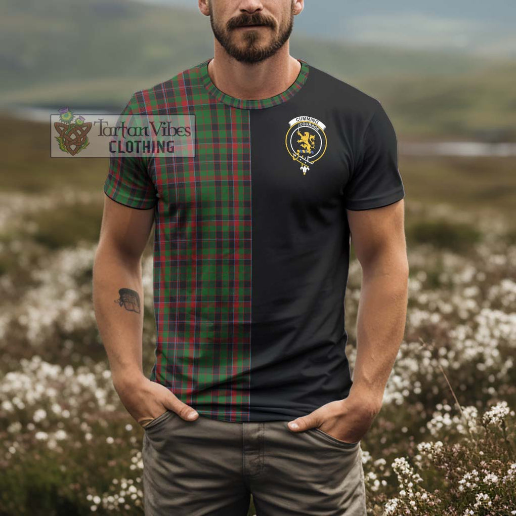 Cumming Hunting Tartan T-Shirt with Family Crest and Half Of Me Style - Tartanvibesclothing Shop