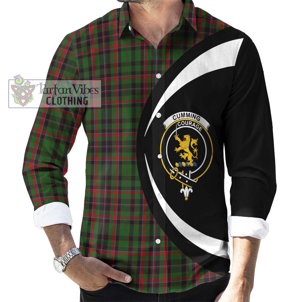 Cumming Hunting Tartan Long Sleeve Button Up with Family Crest Circle Style - Tartan Vibes Clothing