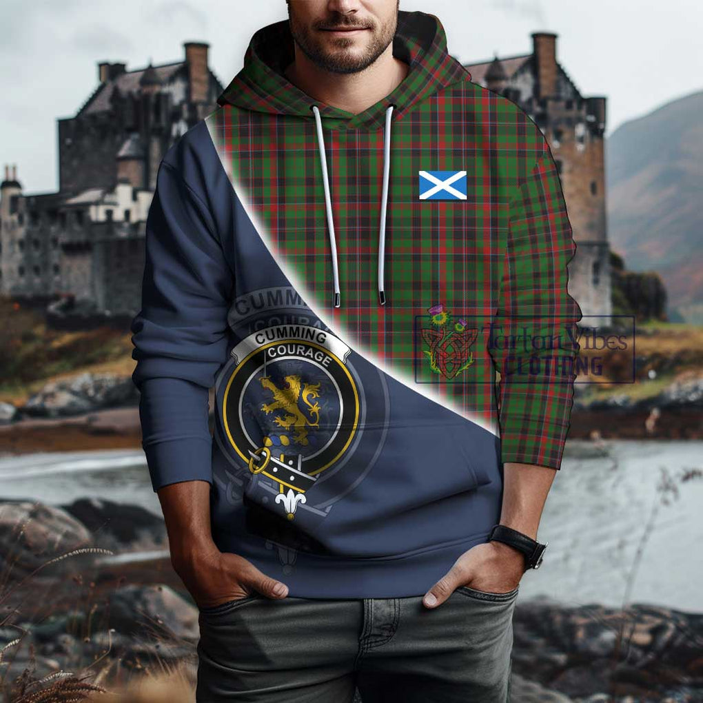 Cumming Hunting Tartan Hoodie with Personalised National Flag and Family Crest Half Style - Tartanvibesclothing Shop