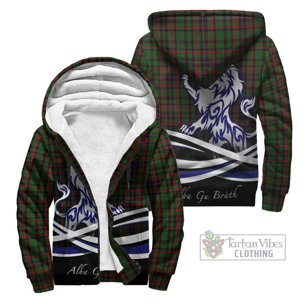 Cumming Hunting Tartan Sherpa Hoodie with Alba Gu Brath Regal Lion Emblem Unisex - Tartanvibesclothing Shop