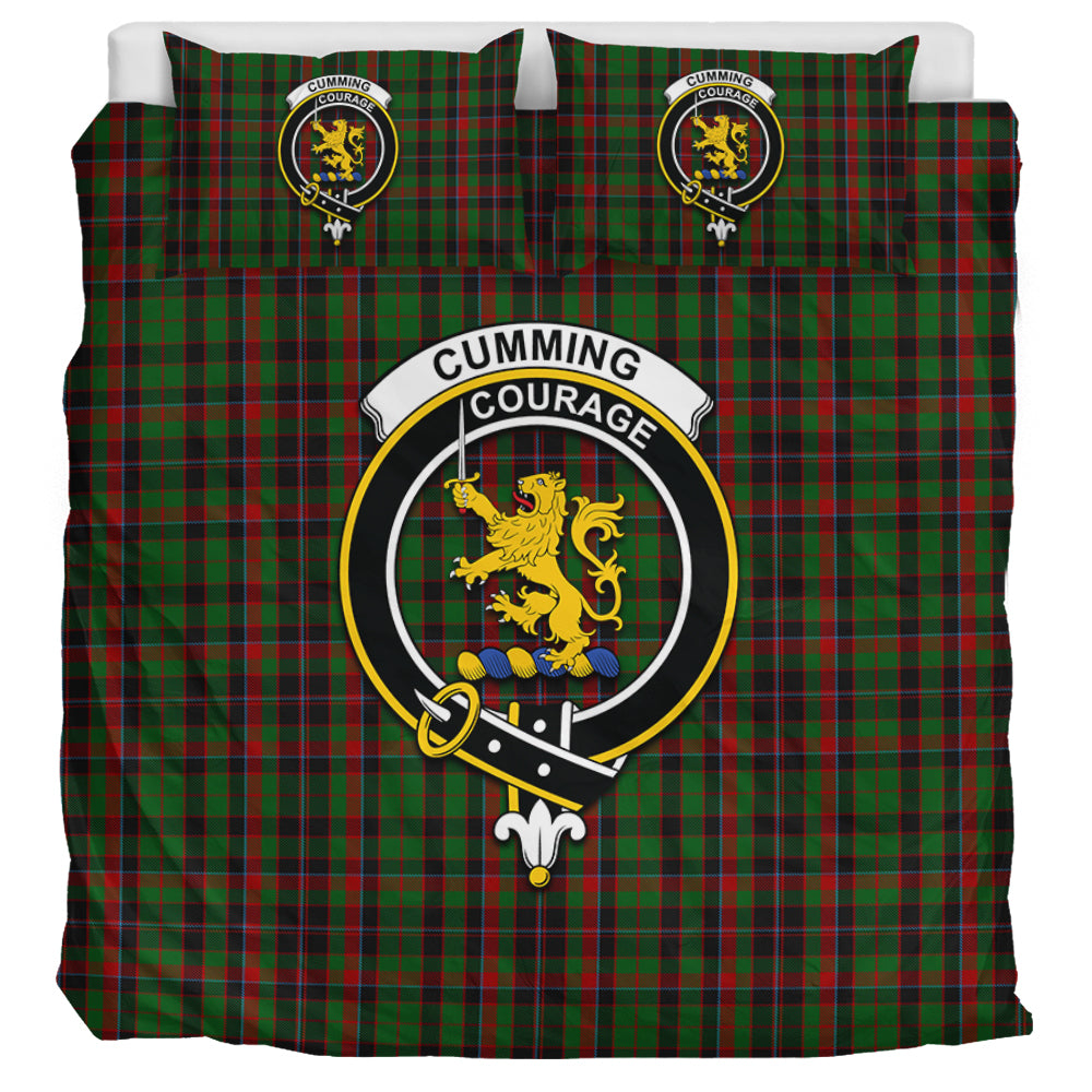 Cumming Hunting Tartan Bedding Set with Family Crest UK Bedding Set UK Super King 104*94 inch - Tartan Vibes Clothing