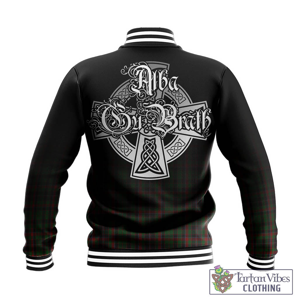 Tartan Vibes Clothing Cumming Hunting Tartan Baseball Jacket Featuring Alba Gu Brath Family Crest Celtic Inspired