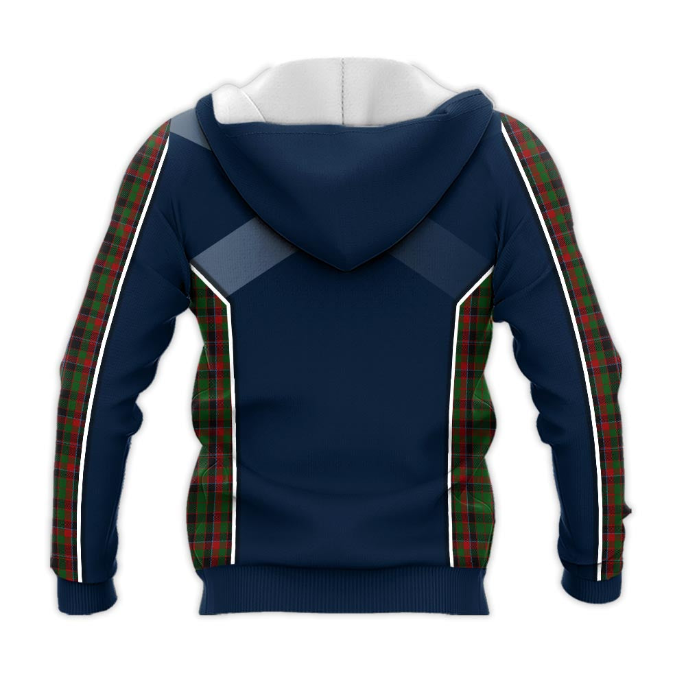 Tartan Vibes Clothing Cumming Hunting Tartan Knitted Hoodie with Family Crest and Scottish Thistle Vibes Sport Style