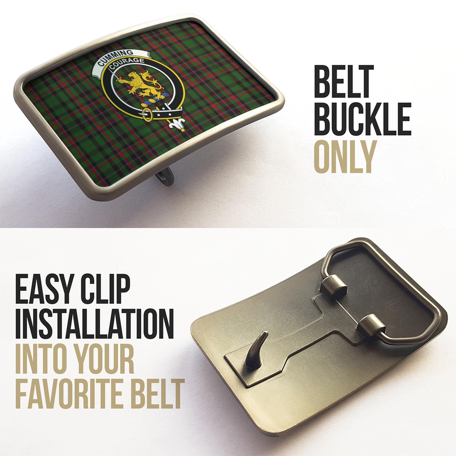 Cumming Hunting Tartan Belt Buckles with Family Crest - Tartan Vibes Clothing