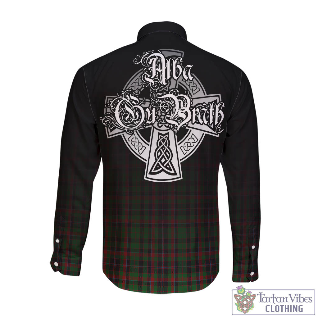 Tartan Vibes Clothing Cumming Hunting Tartan Long Sleeve Button Up Featuring Alba Gu Brath Family Crest Celtic Inspired