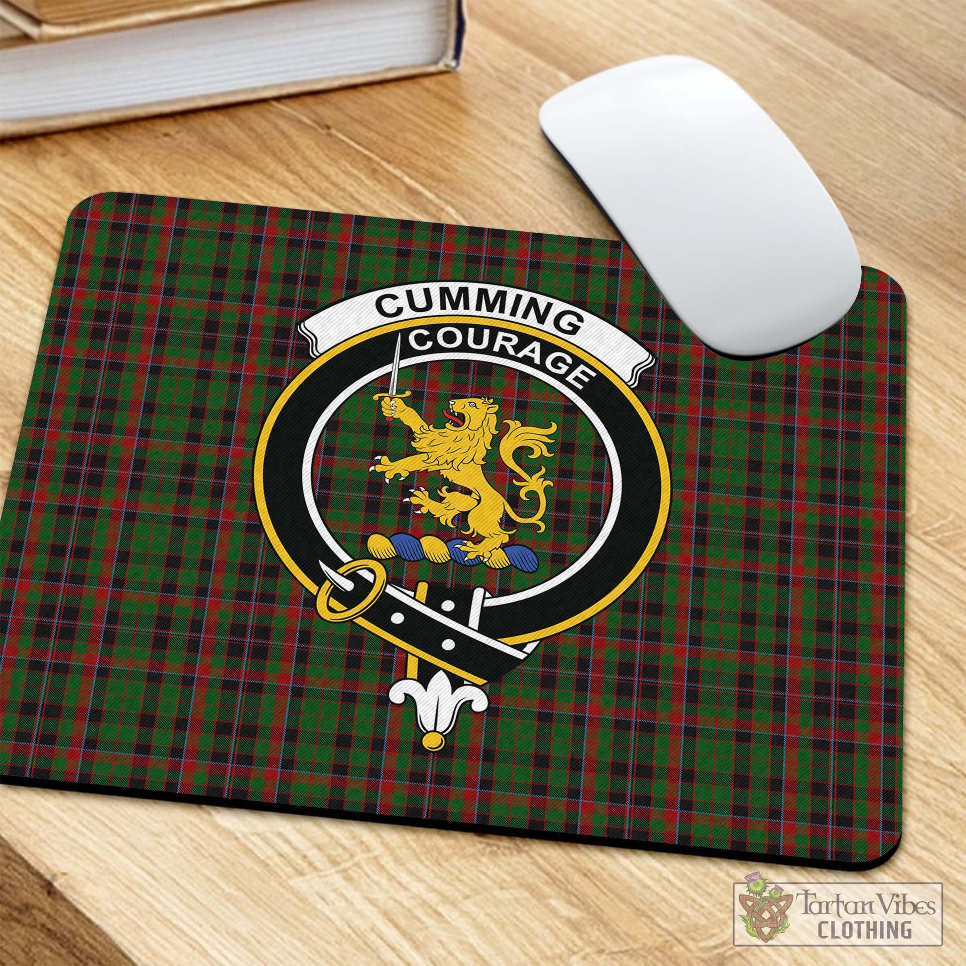 Tartan Vibes Clothing Cumming Hunting Tartan Mouse Pad with Family Crest