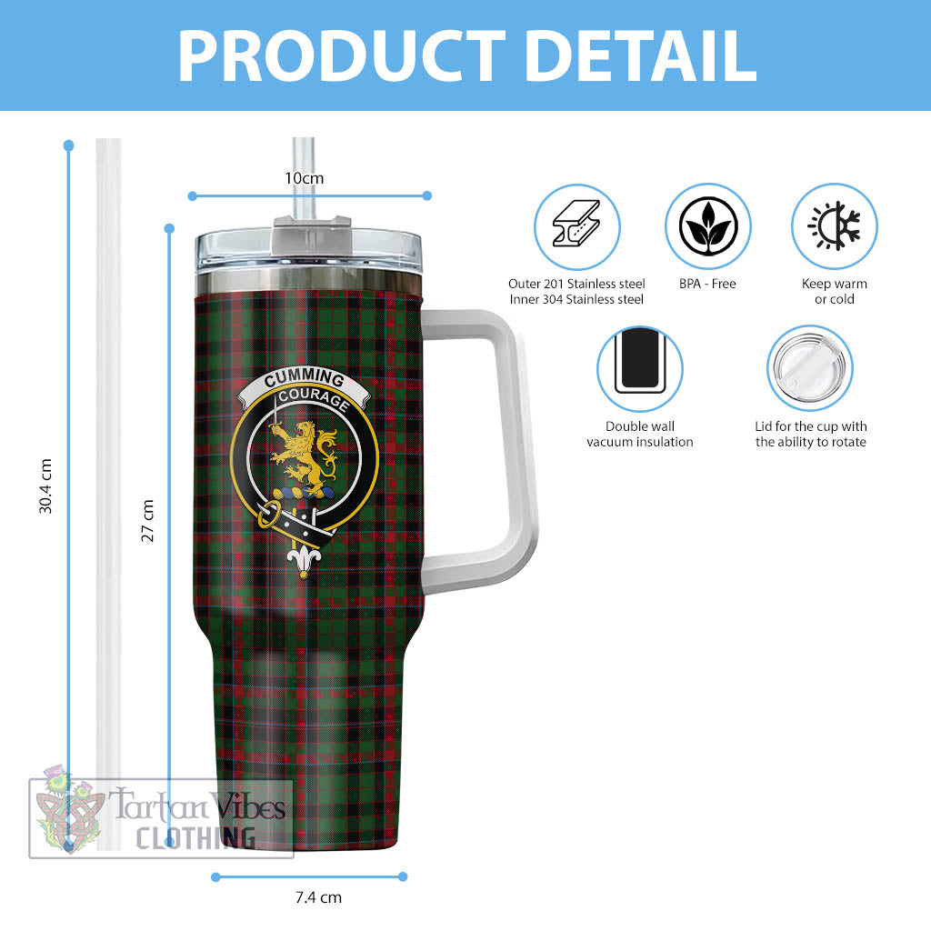 Tartan Vibes Clothing Cumming Hunting Tartan and Family Crest Tumbler with Handle