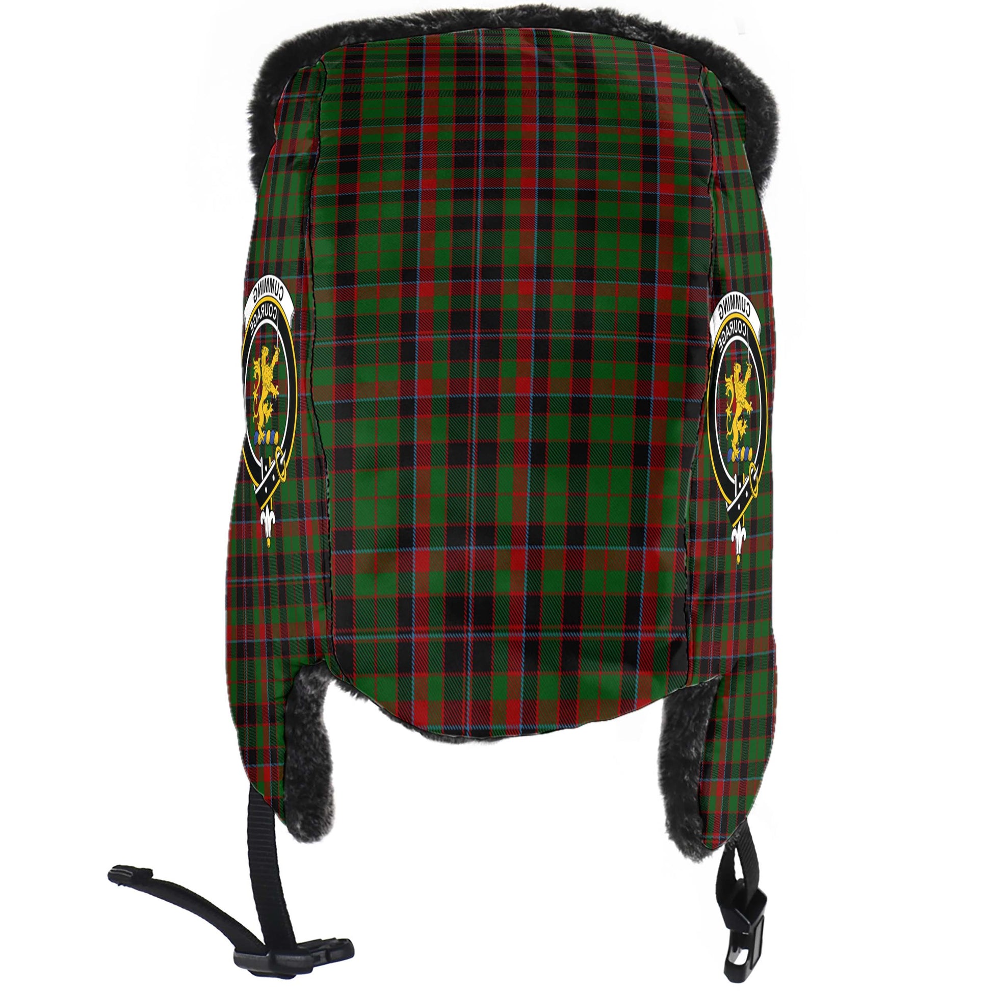 Cumming Hunting Tartan Winter Trapper Hat with Family Crest - Tartanvibesclothing