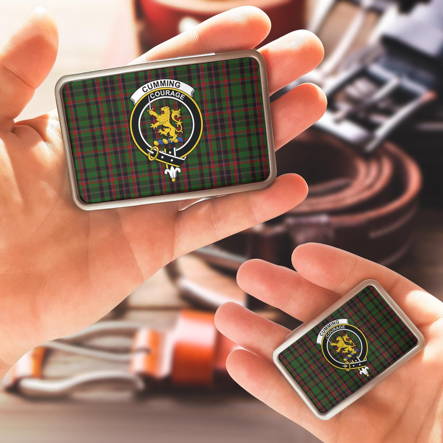 Cumming Hunting Tartan Belt Buckles with Family Crest - Tartan Vibes Clothing