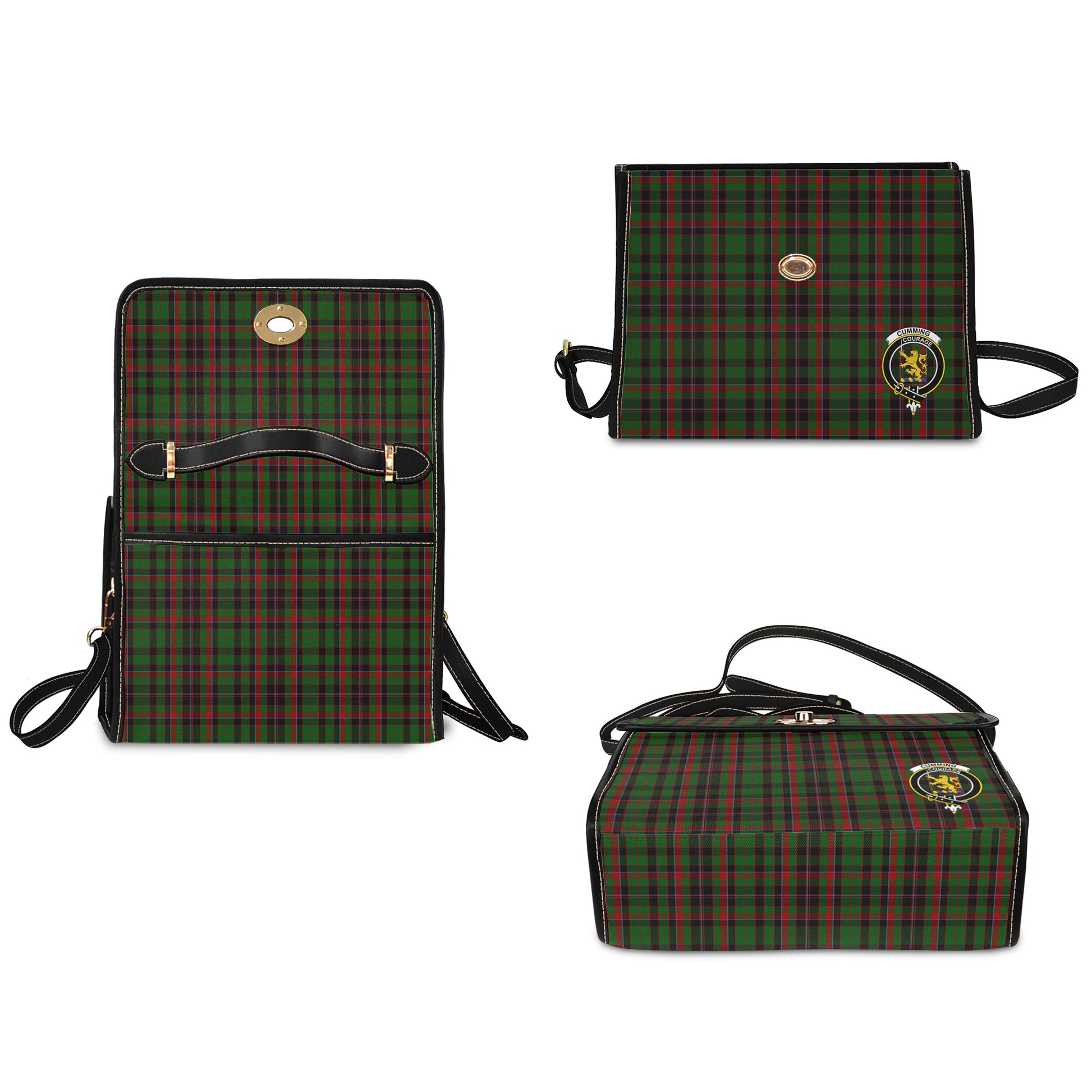 cumming-hunting-tartan-leather-strap-waterproof-canvas-bag-with-family-crest