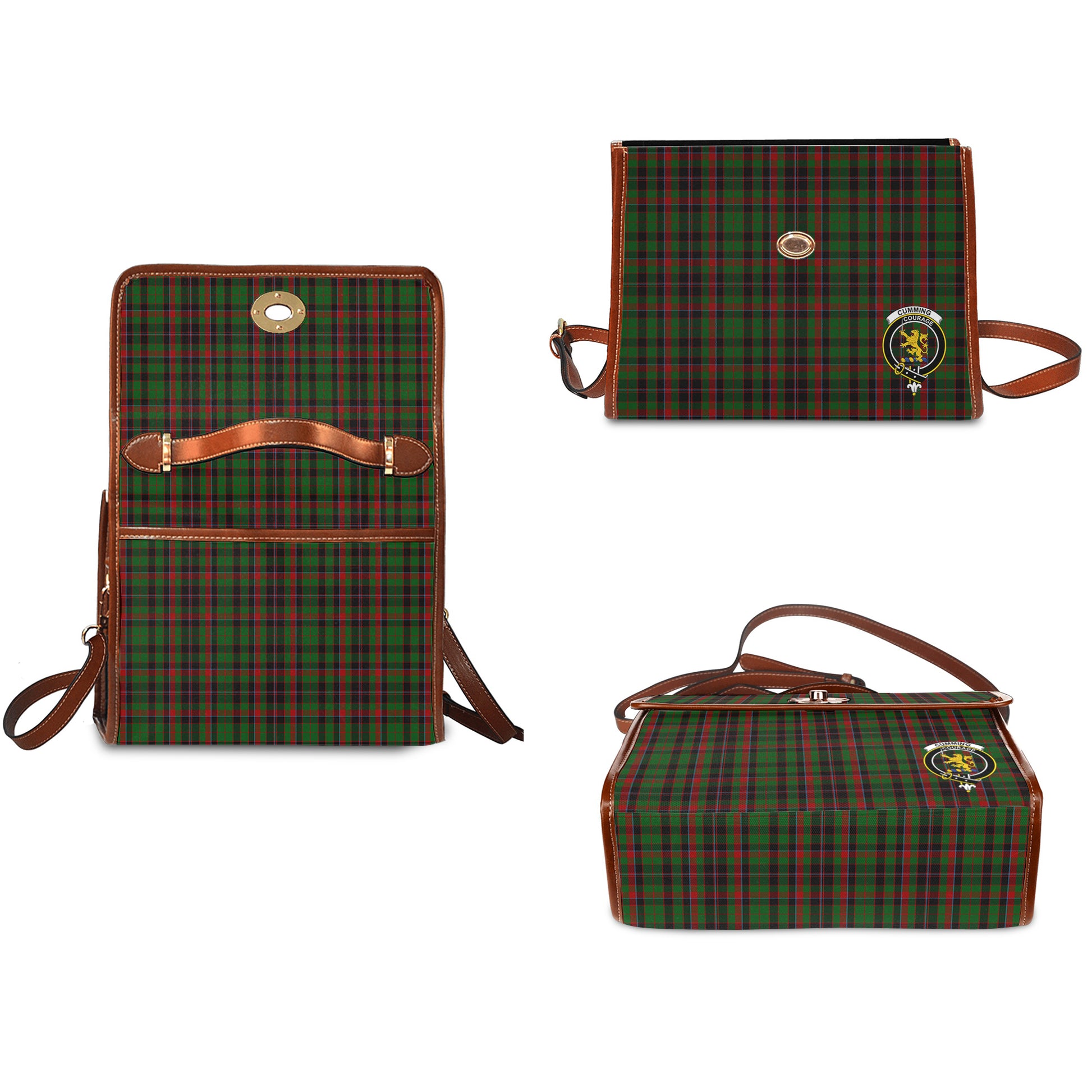 cumming-hunting-tartan-leather-strap-waterproof-canvas-bag-with-family-crest