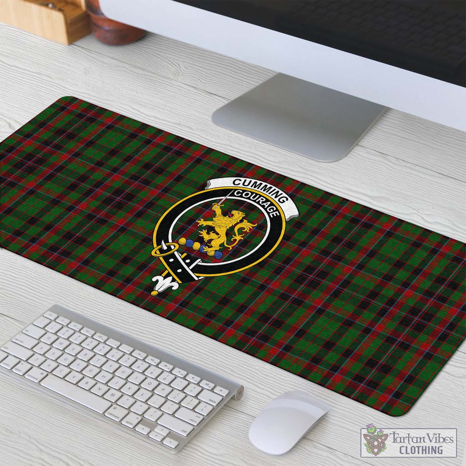 Tartan Vibes Clothing Cumming Hunting Tartan Mouse Pad with Family Crest