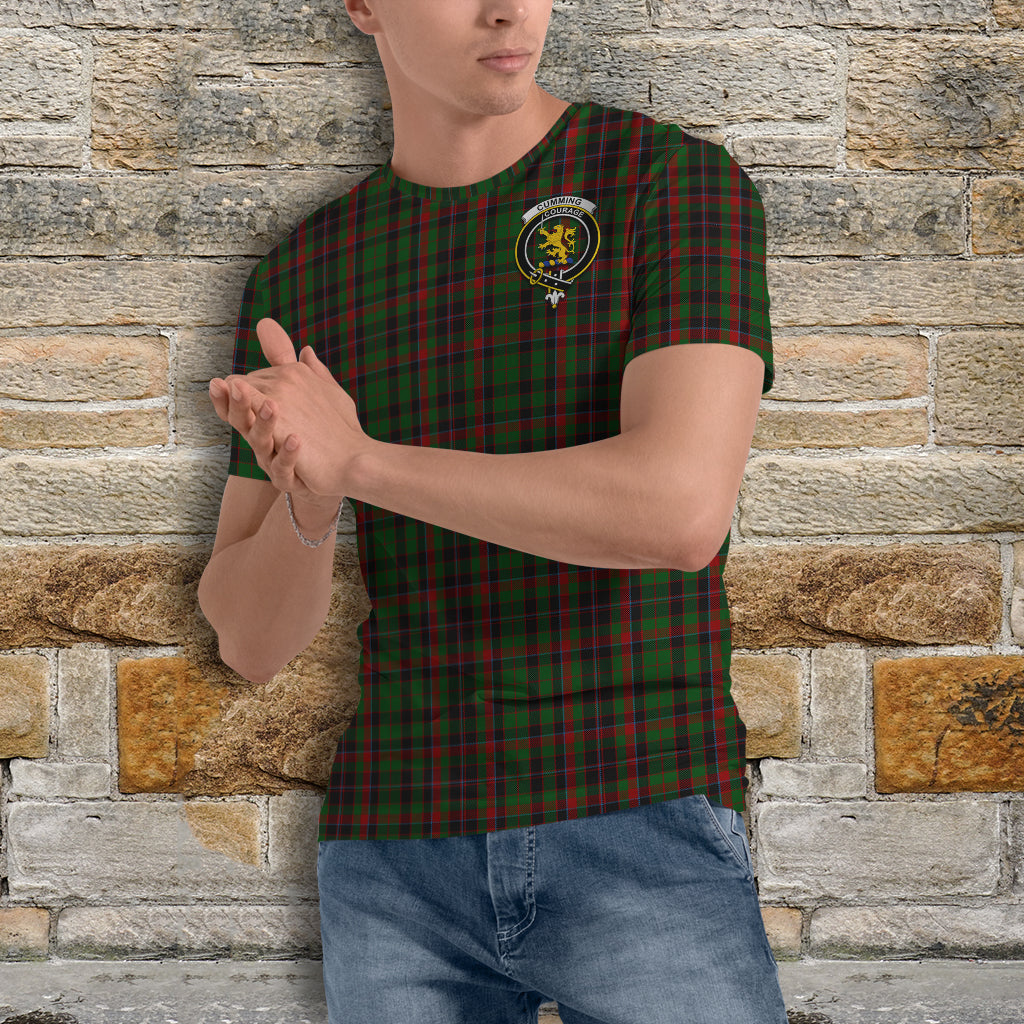 Cumming Hunting Tartan T-Shirt with Family Crest - Tartan Vibes Clothing