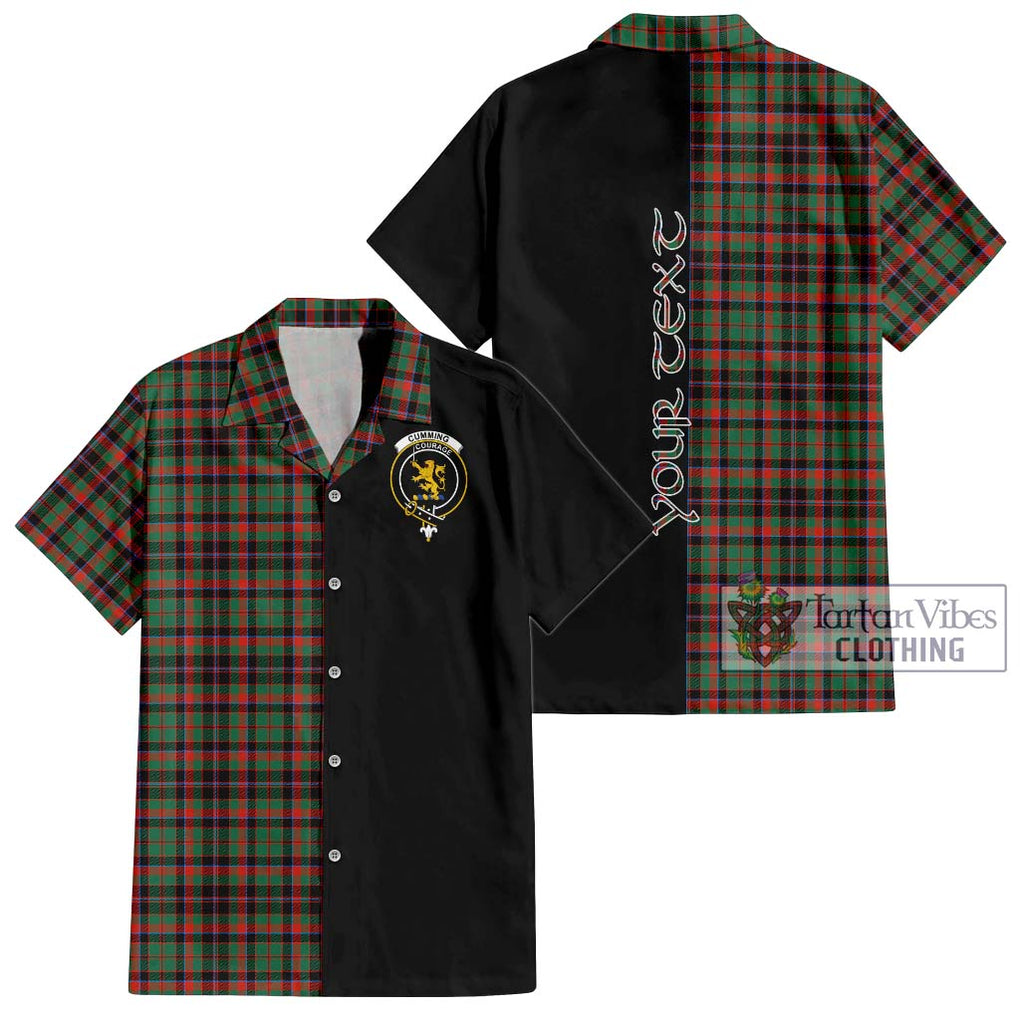 Cumming Hunting Ancient Tartan Short Sleeve Button Shirt with Family Crest and Half Of Me Style Kid - Tartanvibesclothing Shop