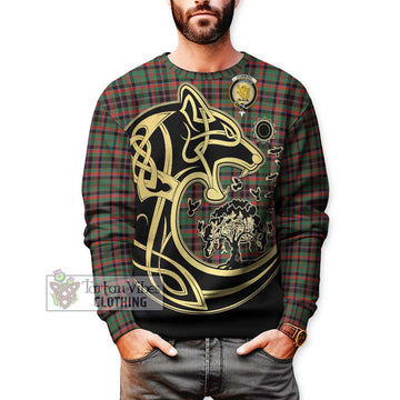 Cumming Hunting Ancient Tartan Sweatshirt with Family Crest Celtic Wolf Style