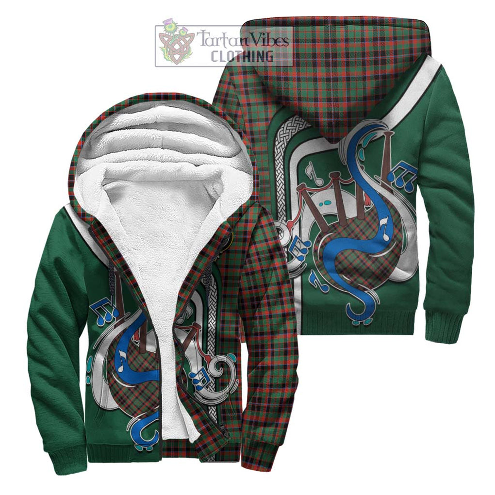 Cumming Hunting Ancient Tartan Sherpa Hoodie with Epic Bagpipe Style Unisex S - Tartanvibesclothing Shop