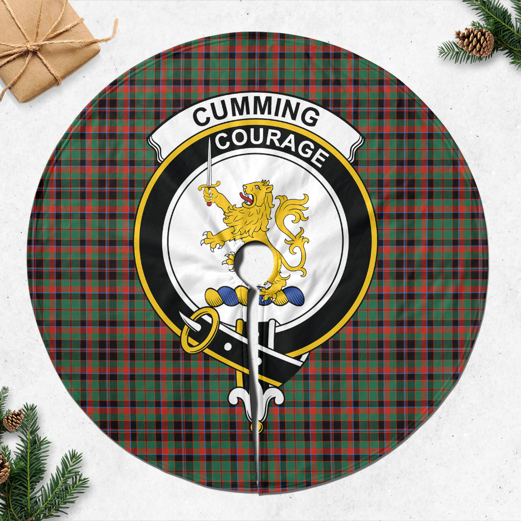 Cumming Hunting Ancient Tartan Christmas Tree Skirt with Family Crest - Tartanvibesclothing