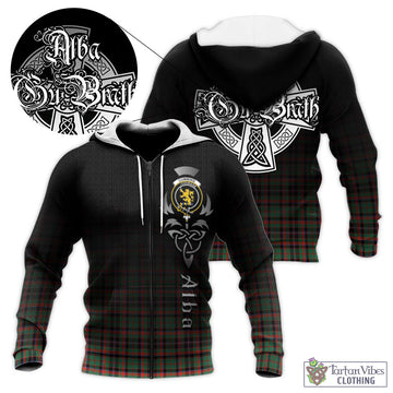 Cumming Hunting Ancient Tartan Knitted Hoodie Featuring Alba Gu Brath Family Crest Celtic Inspired