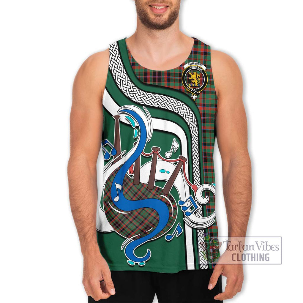 Cumming Hunting Ancient Tartan Men's Tank Top with Epic Bagpipe Style Men - Tartanvibesclothing Shop