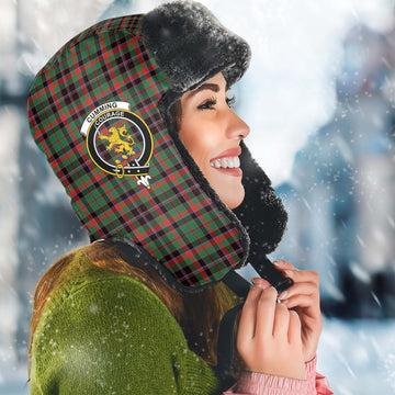 Cumming Hunting Ancient Tartan Winter Trapper Hat with Family Crest