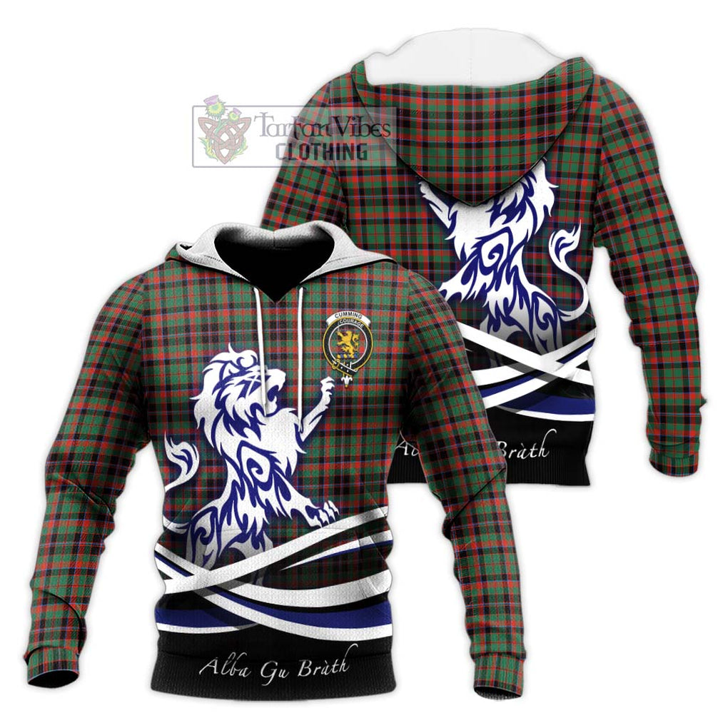 Cumming Hunting Ancient Tartan Knitted Hoodie with Alba Gu Brath Regal Lion Emblem Unisex Knitted Pullover Hoodie - Tartanvibesclothing Shop