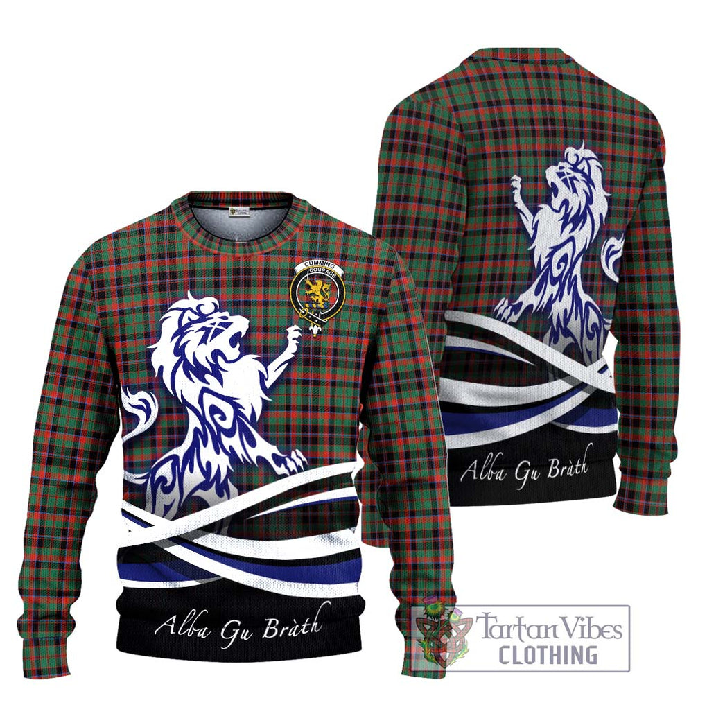 Cumming Hunting Ancient Tartan Knitted Sweater with Alba Gu Brath Regal Lion Emblem Unisex - Tartanvibesclothing Shop