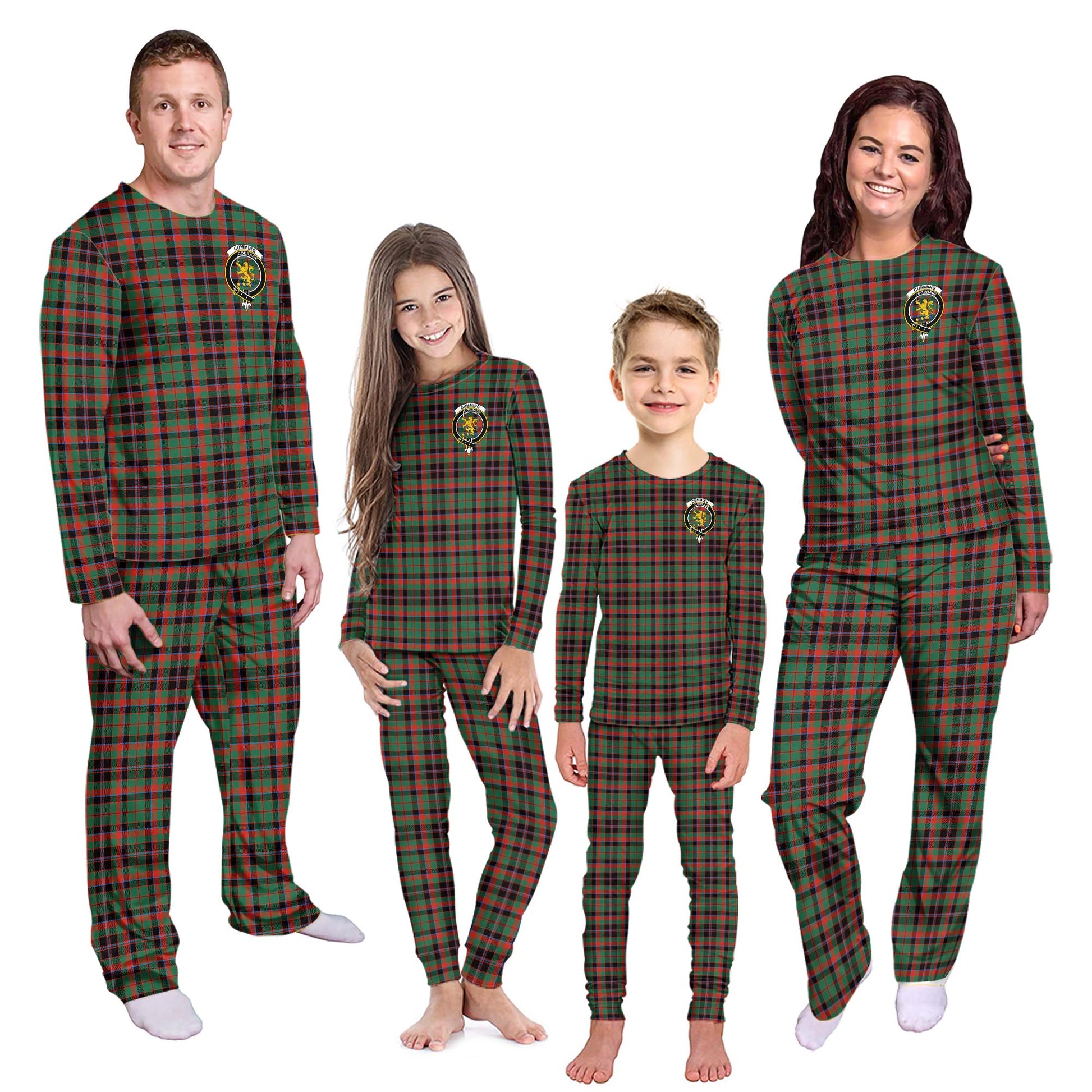 Cumming Hunting Ancient Tartan Pajamas Family Set with Family Crest Kid - Tartan Vibes Clothing