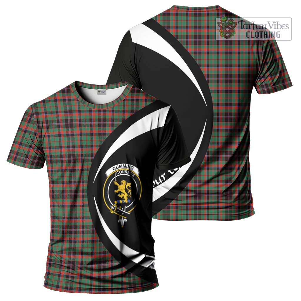 Tartan Vibes Clothing Cumming Hunting Ancient Tartan T-Shirt with Family Crest Circle Style