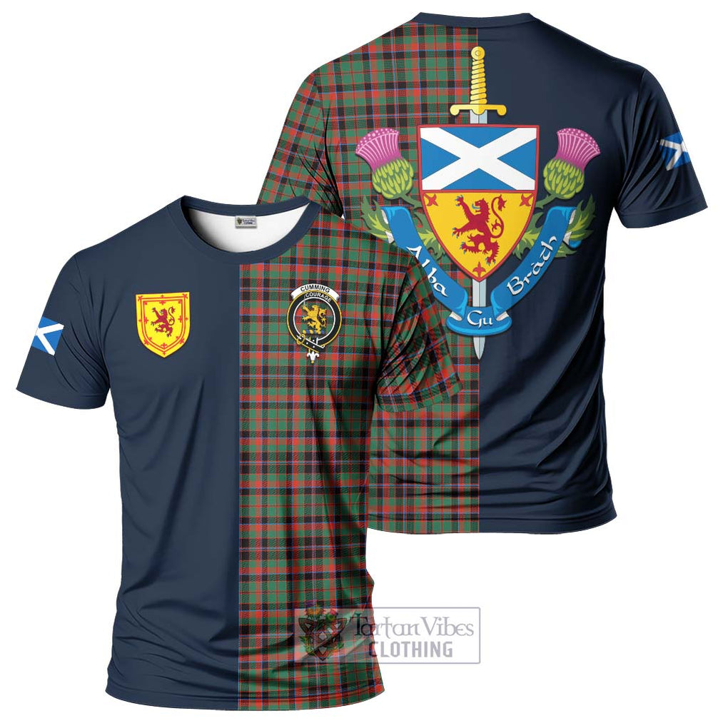 Tartan Vibes Clothing Cumming Hunting Ancient Tartan T-Shirt Alba with Scottish Lion Royal Arm Half Style