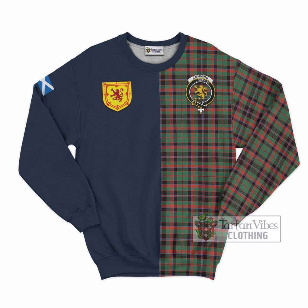 Tartan Vibes Clothing Cumming Hunting Ancient Tartan Sweatshirt with Scottish Lion Royal Arm Half Style