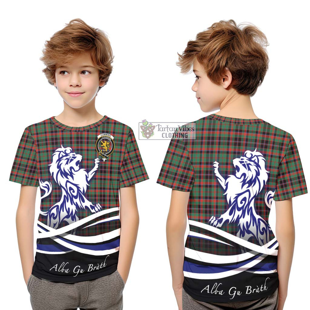 Cumming Hunting Ancient Tartan Kid T-Shirt with Alba Gu Brath Regal Lion Emblem Youth XL Size14 - Tartanvibesclothing Shop