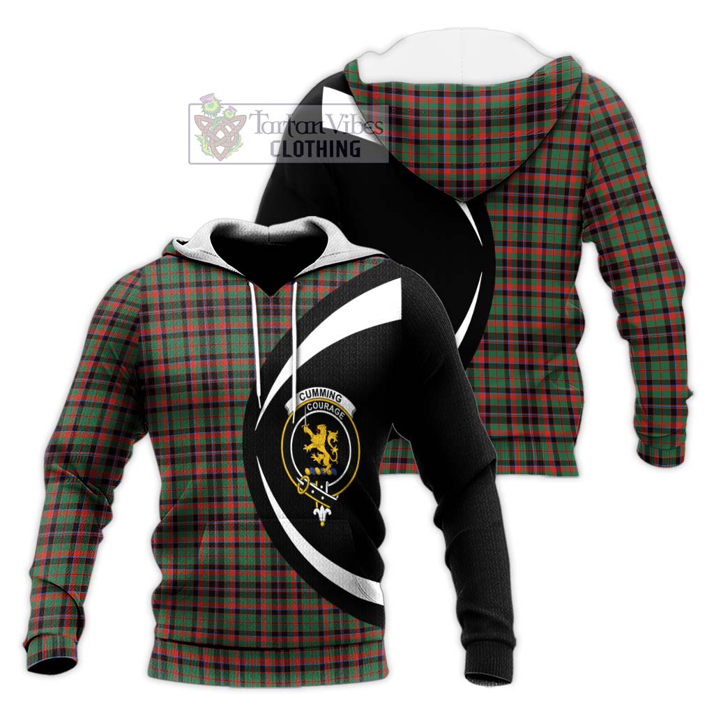 Cumming Hunting Ancient Tartan Knitted Hoodie with Family Crest Circle Style Unisex Knitted Pullover Hoodie - Tartan Vibes Clothing