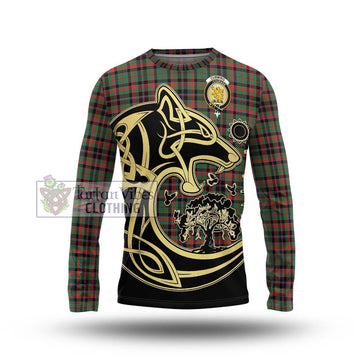 Cumming Hunting Ancient Tartan Long Sleeve T-Shirt with Family Crest Celtic Wolf Style