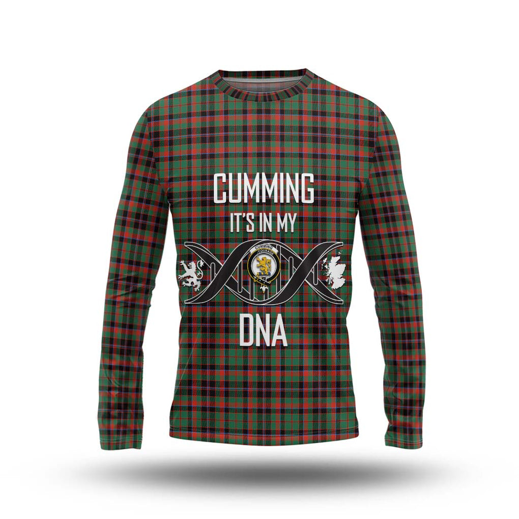 Cumming Hunting Ancient Tartan Long Sleeve T-Shirt with Family Crest DNA In Me Style Unisex - Tartanvibesclothing Shop