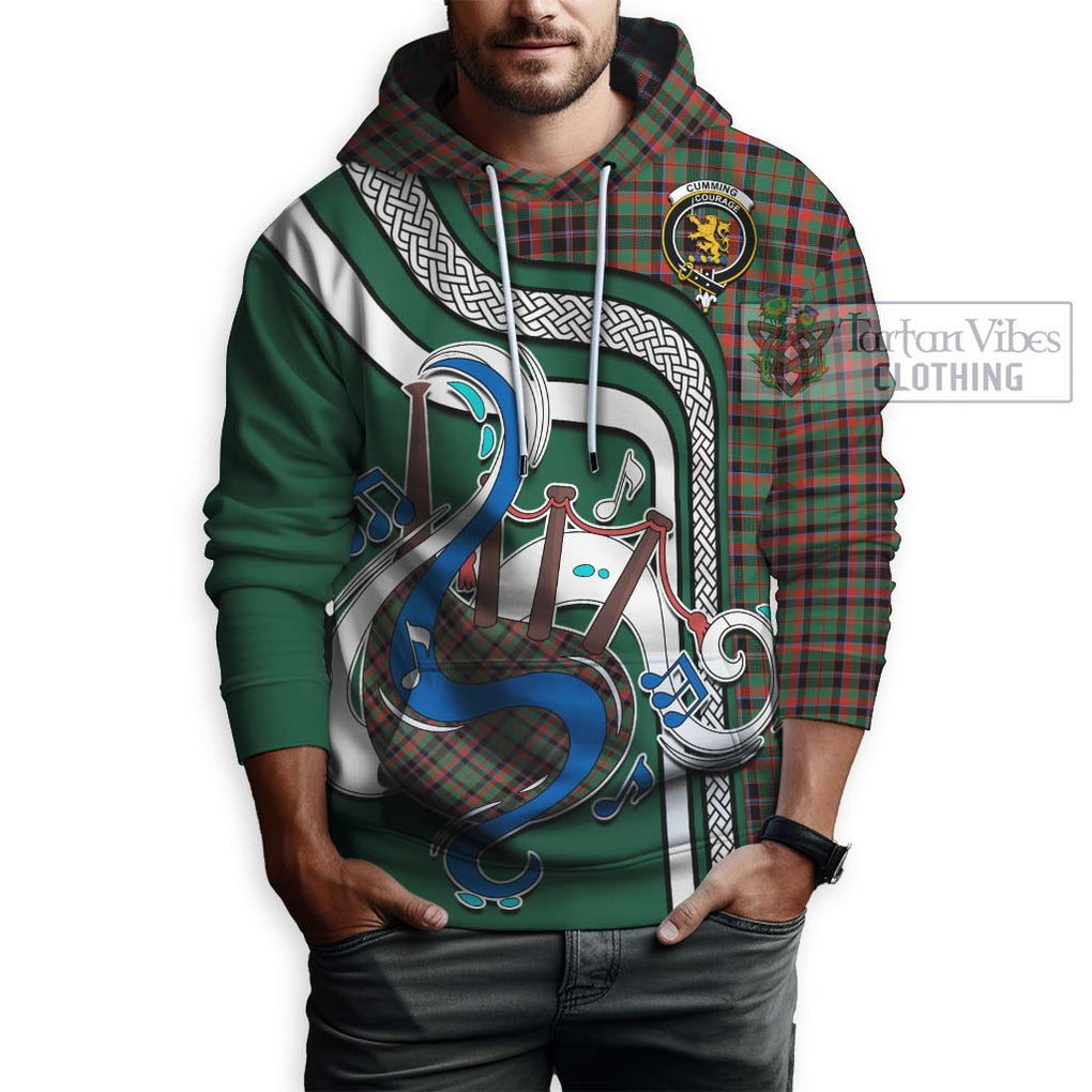 Cumming Hunting Ancient Tartan Hoodie with Epic Bagpipe Style Zip Hoodie - Tartanvibesclothing Shop